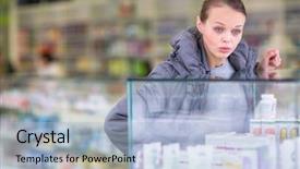  Presentation with modern color - Slide set featuring woman looking for the right background and a light blue colored foreground