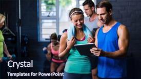  Presentation with man joined woman - Amazing slide deck having woman looking in tablet computer backdrop and a wine colored foreground