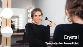  Presentation with mirror - Cool new PPT layouts with woman looking in the mirror backdrop and a  colored foreground