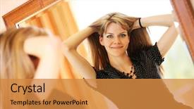  Presentation with mirror - Theme enhanced with woman looking in the mirror background and a  colored foreground