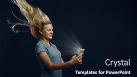  Presentation with airflow - Presentation theme having woman-looking-on-phone-against background and a wine colored foreground