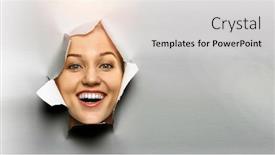  Presentation with torn paper - Amazing slide set having looking out from a hole backdrop and a light gray colored foreground