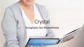  Presentation with photo album - Theme enhanced with woman looking photo book mature woman looking photography album background and a lemonade colored foreground