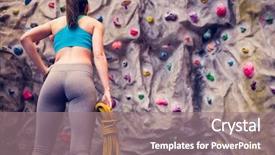  Presentation with rock climbing - PPT layouts featuring woman looking up at rock background and a gray colored foreground