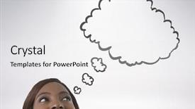  Presentation with composite - Presentation with woman looking up at thought background and a white colored foreground