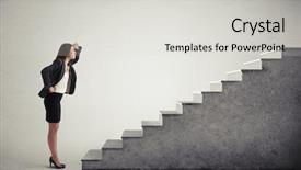  Presentation with stairway - Amazing slide set having woman looking up at top backdrop and a light gray colored foreground