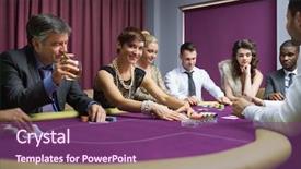  Presentation with poker - Presentation with woman looking up from poker game in casino background and a violet colored foreground