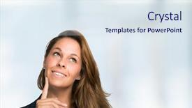  Presentation with product - Presentation theme featuring woman looking up lots of copy-space for your product or text background and a sky blue colored foreground