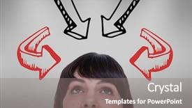  Presentation with upwards - Presentation design with woman looking upwards with arrows background and a gray colored foreground