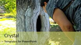  Presentation with hollow blocks - Slide set enhanced with woman looks in a hollow background and a yellow colored foreground