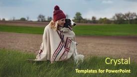  Presentation with love - Cool new PPT theme with woman-love-her-dog backdrop and a tawny brown colored foreground