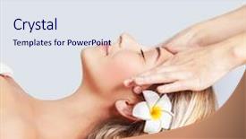  Presentation with masseur doing massage spa - Audience pleasing slides consisting of woman lying down on massage backdrop and a sky blue colored foreground