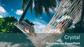  Presentation with summer trees - Colorful PPT layouts enhanced with woman lying in a hammock relaxing in the shade of palm trees summer travel activities on maldives backdrop and a ocean colored foreground