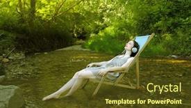  Presentation with stream - Amazing PPT layouts having stream and listening to music backdrop and a tawny brown colored foreground