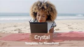  Presentation with beach - Cool new PPT theme with woman lying on beach towel backdrop and a coral colored foreground