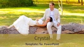  Presentation with married - Slides consisting of woman lying on husband leg in a park trunk just married background and a yellow colored foreground