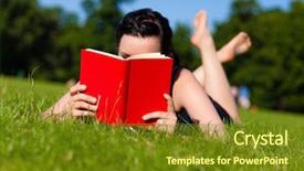  Presentation with stomach - Amazing presentation design having woman lying on stomach hiding backdrop and a tawny brown colored foreground