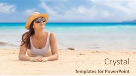  Presentation with sea - Theme enhanced with woman-lying-on-the-sea background and a lemonade colored foreground