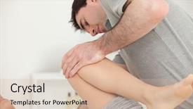  Presentation with physiotherapist - Audience pleasing slides consisting of neuromuscular - woman lying while a physiotherapist backdrop and a lemonade colored foreground