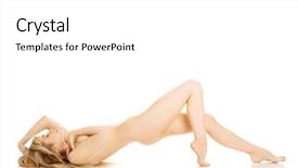  Presentation with knee replacement - Slide set featuring woman lying with bended knee background and a white colored foreground