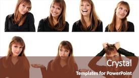  Presentation with teen girl - Cool new slide deck with woman mad - collection of 7 portraits backdrop and a  colored foreground