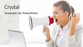  Presentation with teal design no picture - Presentation with woman mad - picture of strict businesswoman shouting background and a white colored foreground
