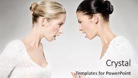  Presentation with women - Audience pleasing presentation consisting of woman mad - two young caucasian women arguing backdrop and a white colored foreground