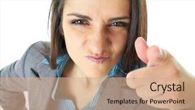  Presentation with binoculars at a lookout point - Theme enhanced with woman mad - very angry businesswoman point her background and a  colored foreground