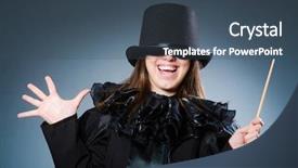  Presentation with magician - Presentation theme consisting of woman magician in funny concept background and a ocean colored foreground