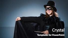  Presentation with magician - Slide set having woman magician in funny concept background and a black colored foreground