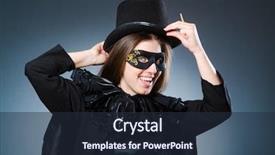  Presentation with magician - Cool new presentation theme with woman magician in funny concept backdrop and a tawny brown colored foreground