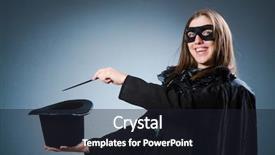  Presentation with magician - Slides enhanced with woman magician in funny concept background and a wine colored foreground