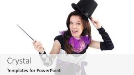  Presentation with magician - PPT theme with woman-magician-isolated background and a white colored foreground