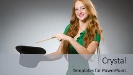  Presentation with magician - Slides consisting of woman magician wearing green dress background and a light gray colored foreground