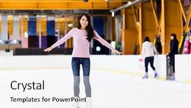  Presentation with skating - Presentation theme featuring woman make balance on skating background and a white colored foreground