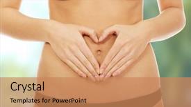  Presentation with hands heart - PPT layouts having woman make heart with hands background and a coral colored foreground