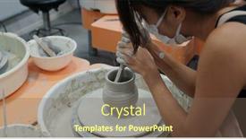  Presentation with pottery - Presentation theme featuring woman-make-pottery-wheel-shaping background and a violet colored foreground