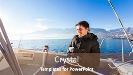  Presentation with sailboat - Theme featuring woman makes a coffee break aboard his sailboat background and a tawny brown colored foreground