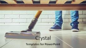  Presentation with cleaning - Cool new PPT layouts with woman makes cleaning the house backdrop and a light gray colored foreground