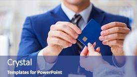  Presentation with credit card fraud fraud - Amazing PPT theme having woman makes payment with credit backdrop and a  colored foreground