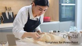  Presentation with good - Slides with woman-makes-small-incisions background and a coral colored foreground