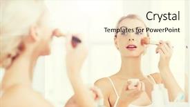  Presentation with beauty cosmetics - PPT theme enhanced with woman makeup brush and powder background and a cream colored foreground