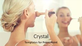  Presentation with cosmetics beauty - Audience pleasing theme consisting of woman makeup brush and powder backdrop and a coral colored foreground