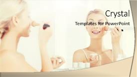  Presentation with cosmetics beauty - Colorful slide set enhanced with woman makeup brush and powder backdrop and a cream colored foreground
