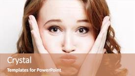  Presentation with face wash woman washing up - Audience pleasing presentation theme consisting of woman making a funny face backdrop and a coral colored foreground