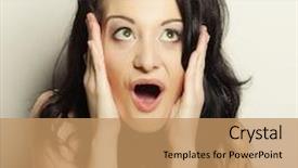  Presentation with studio - Amazing presentation having woman making a funny face backdrop and a  colored foreground