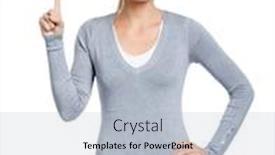  Presentation with attention - Amazing presentation design having woman making attention gesture with forefinger isolated on white backdrop and a light blue colored foreground