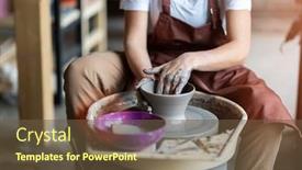  Presentation with ceramic - Presentation consisting of woman making ceramic work background and a tawny brown colored foreground