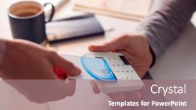  Presentation with contactless - Slide deck enhanced with woman-making-contactless-payment-using background and a coral colored foreground