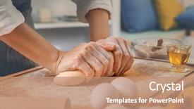  Presentation with director in the making - PPT theme having woman making dough at kitchen background and a  colored foreground